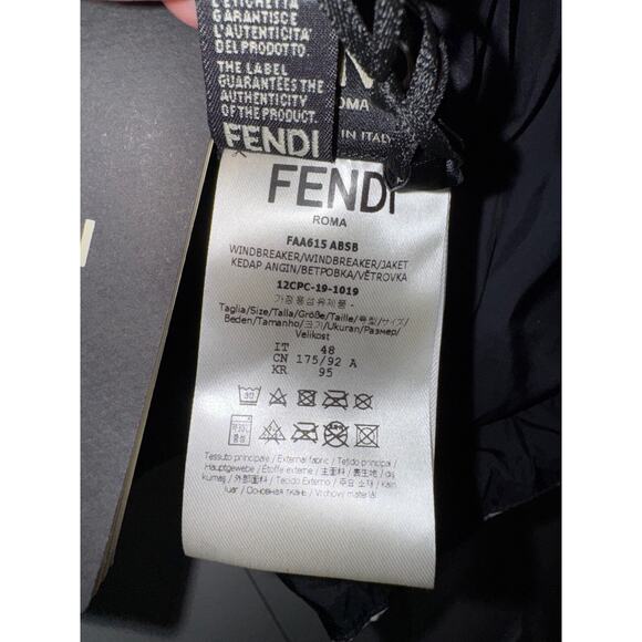 Fendi Green Black Camo Monogram FF Logo Anorak Reversible Windbreaker Jacket 48 - Picture 13 of 13